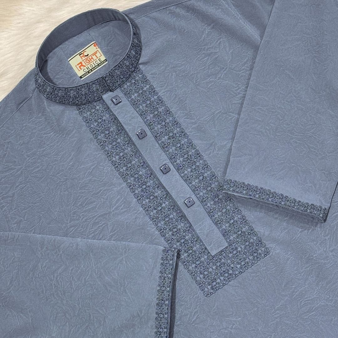 Stretch Embroidery Panjabi Flat Coth Design- Pest