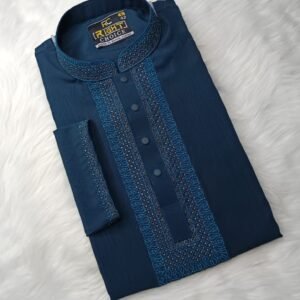 Stretch Embroidery Panjabi kolka Design -Sea Green